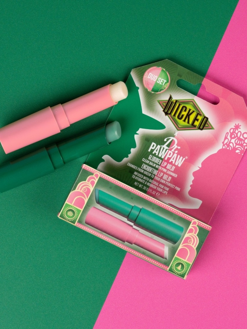 Wicked x Dr. PawPaw Color-Changing Lip Balm Duo - Pink & Green